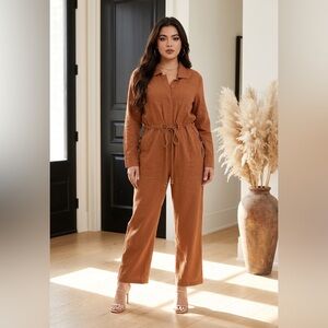 Linen Women's Tan Jumpsuit